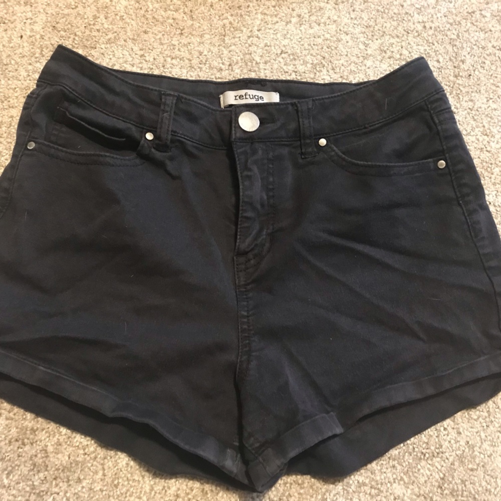 Black denim shorts